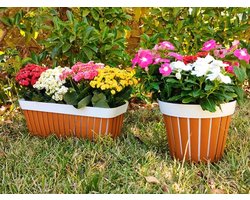 Bloempot 'Kreta' 30 - Bruin / Wit - Buiten - Rond