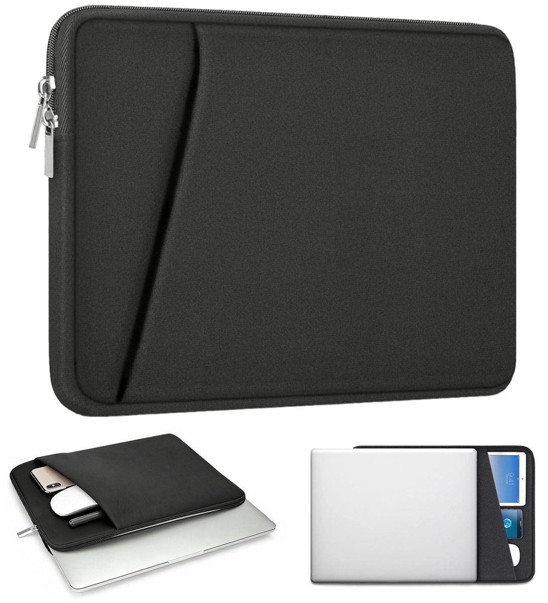 Verdikte schokbestendige laptoptas, slank en draagbaar, geschikt voor MacBook Air/Pro, HP, Dell, ASUS en andere laptops, Grijs, 39,5 cm x 28 cm (15,6 inch)