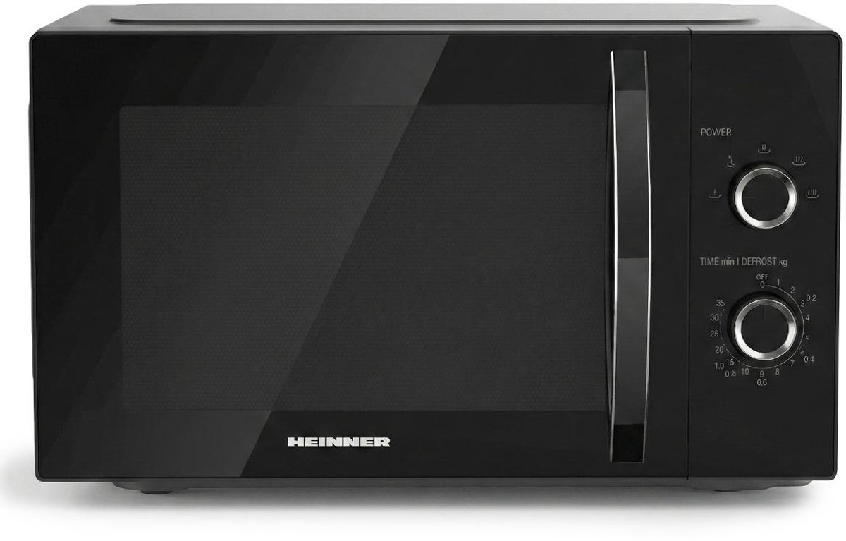 Heinner Magnetron 25L – 800W – 5 Vermogensniveaus – Ontdooifunctie – Draaiknop & Timer – Zwart — afbeelding 1