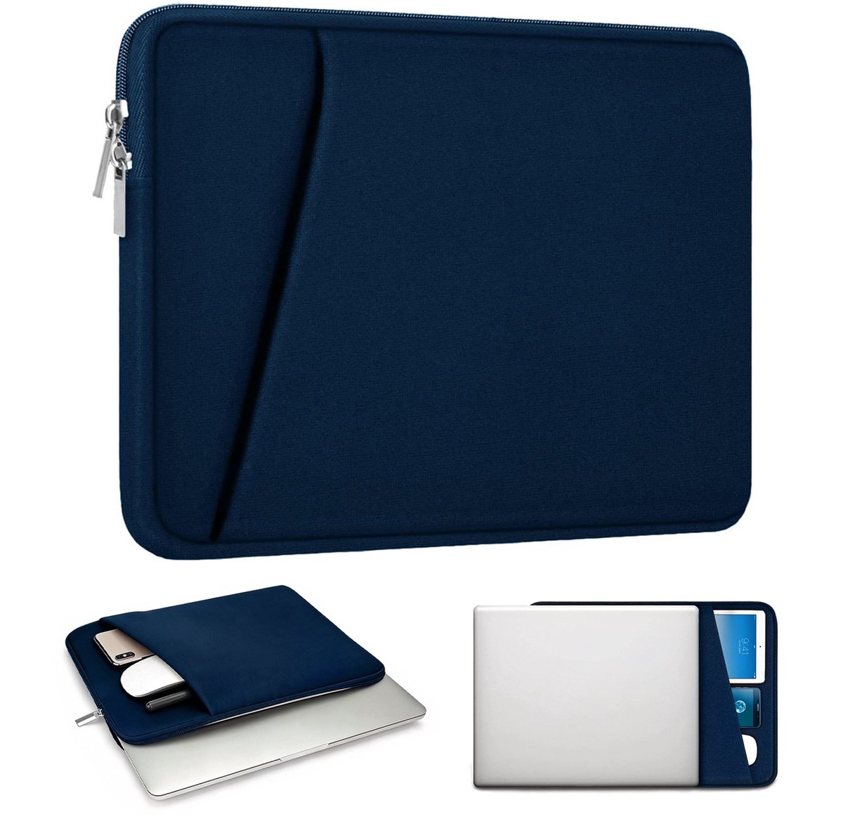 Verdikte schokbestendige laptoptas, slank en draagbaar, geschikt voor MacBook Air/Pro, HP, Dell, ASUS en andere laptops, Marineblauw, 34,5 cm x 25 cm (13,3 inch).