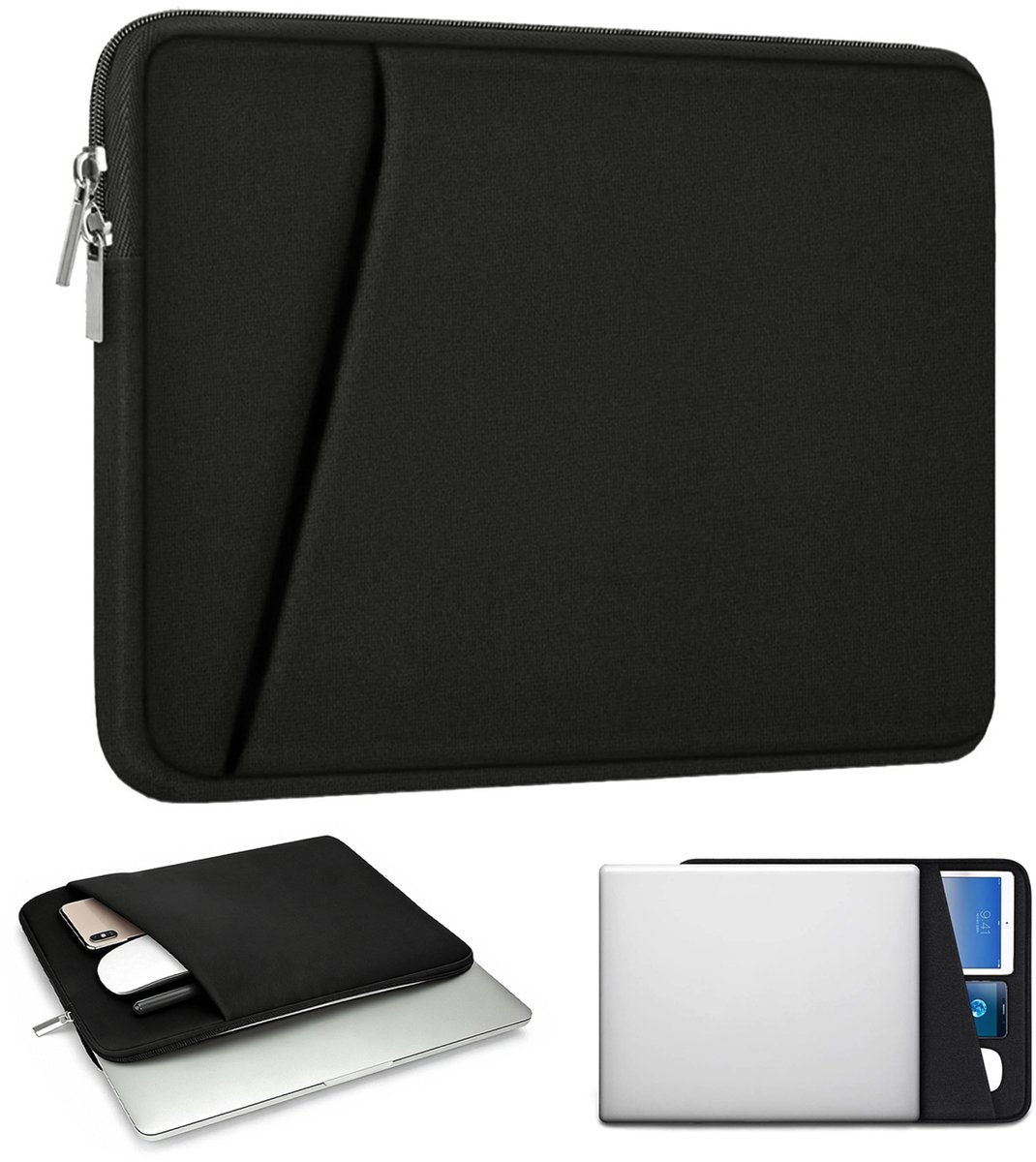 Verdikte schokbestendige laptoptas, slank en draagbaar, geschikt voor MacBook Air/Pro, HP, Dell, ASUS en andere laptops, zwart, 36 cm x 26 cm (14 inch)
