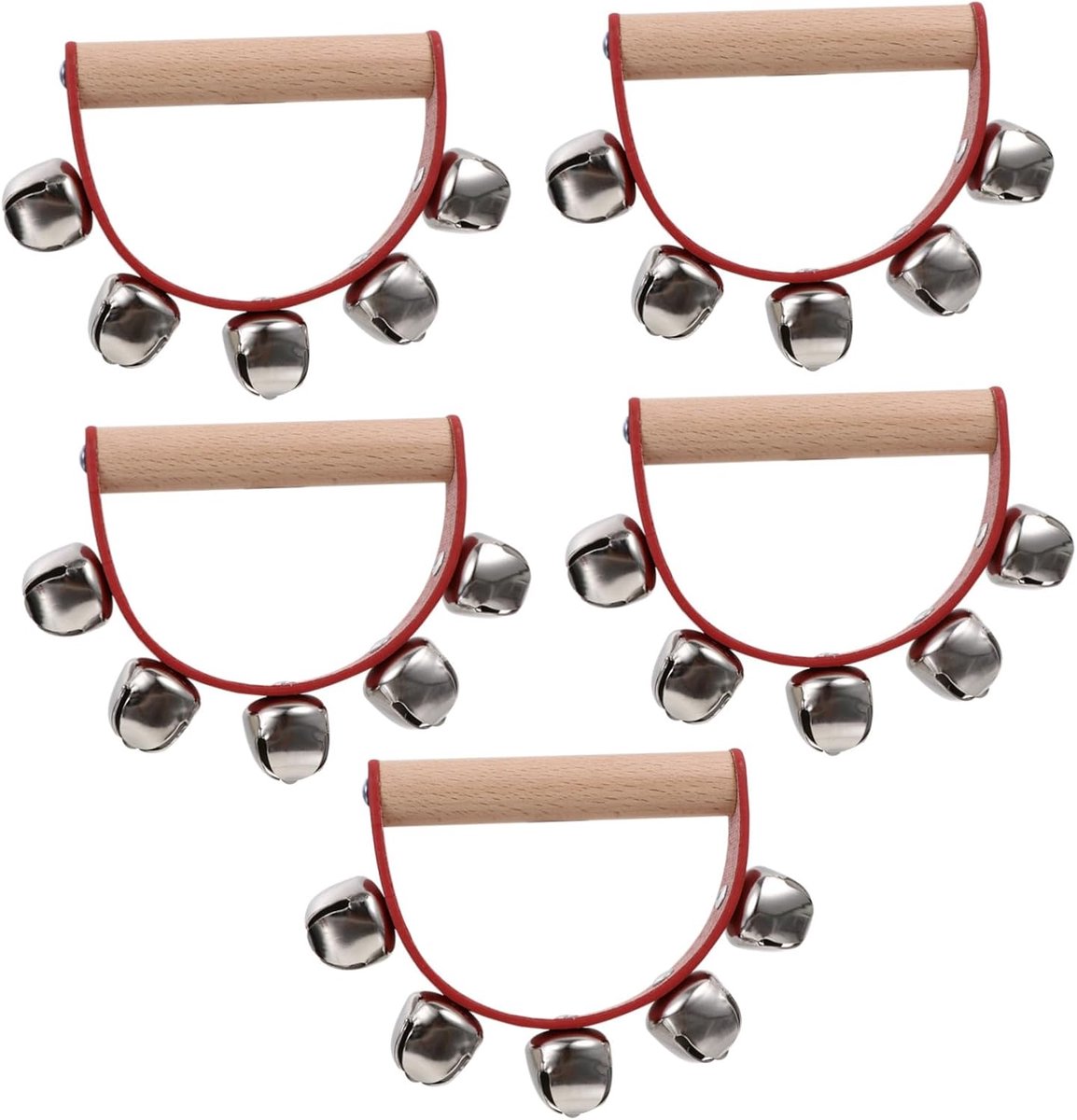 Houten Handbellen Set - Muzikale Schudinstrumenten - Muziek Maken - Veilig Materiaal - 10.5 x 10.5 x 2 cm - Rood