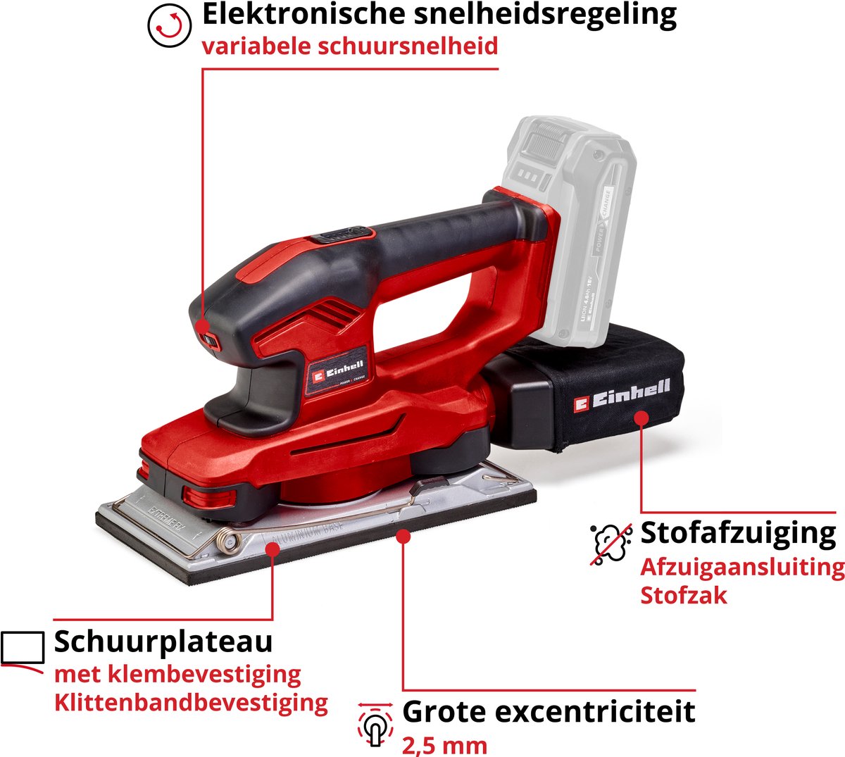 EINHELL Accu Vlakschuurmachine TE-OS 18/230 Li Solo thumbnail 3