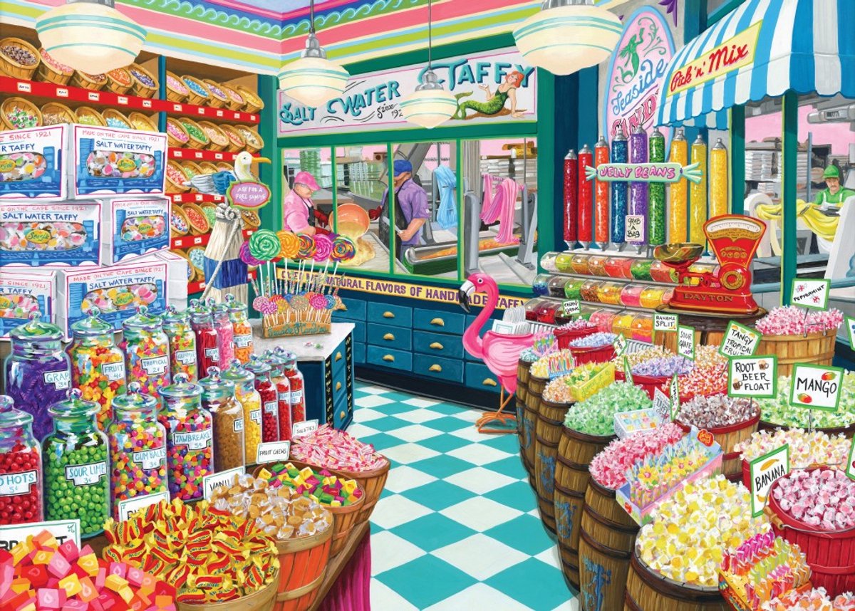 Bluebird Puzzle legpuzzel Taffy Shop - 500 stukjes kleurrijk speelgoed.