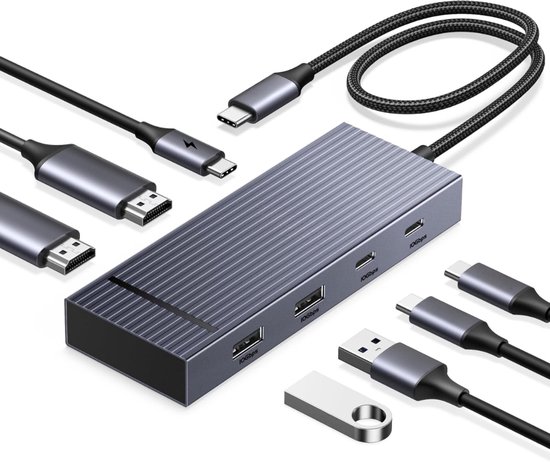 SNJY® Docking Station Laptop - USB-C Hub - Docking Station USB-C - 7-in-1 - 10Gbps - 100W - Zwart