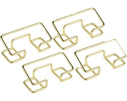 Set van 4 visitekaarthouders - verguld metaal - elegante bureaustandaard - professionele kaarthouder voor kantoor - receptie en beurzen - gouden kaarthouder