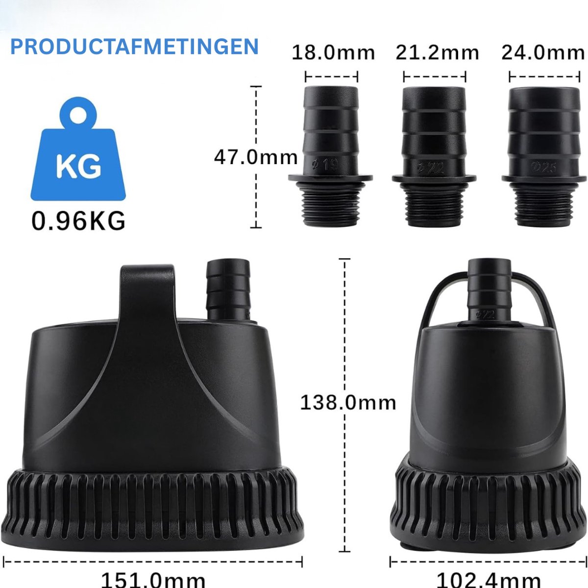 HEZIVO® Regentonpomp - Bewateringspomp Regenton - Tuinpomp - Dompelpomp - 20 W - 1200 l/u – foto 2