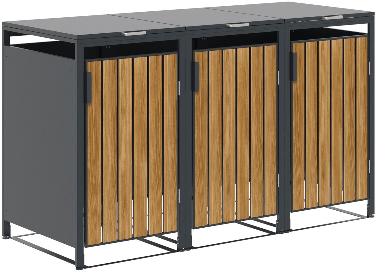 Garden Impressions BinPort containerbox voor 3 containers antraciet /teak look