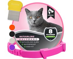 reSparkle Halsband Kat - Natuurlijk - Inclusief Vlooienkam - Roze