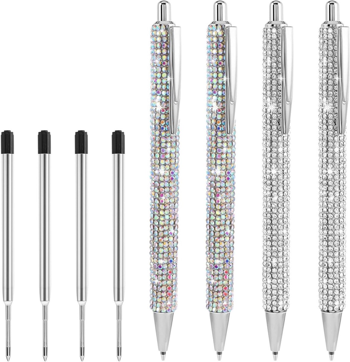 Schitterende balpennen met strass, zwarte inkt, parel en metalen afwerking - Luxe schrijfgerei voor vrouwen, perfect voor kantoor en cadeau