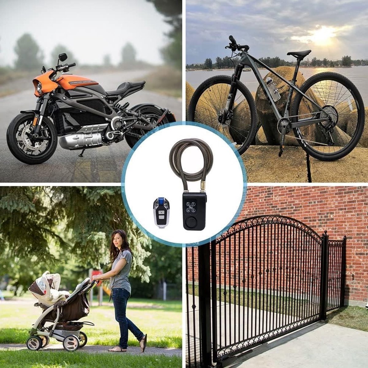 Slimme Fietsslot met Alarm - Draadloos, Waterdicht en Schokbestendig - 33 Inch Kabel voor Fiets, Motor en Scooter Veiligheid – foto 2