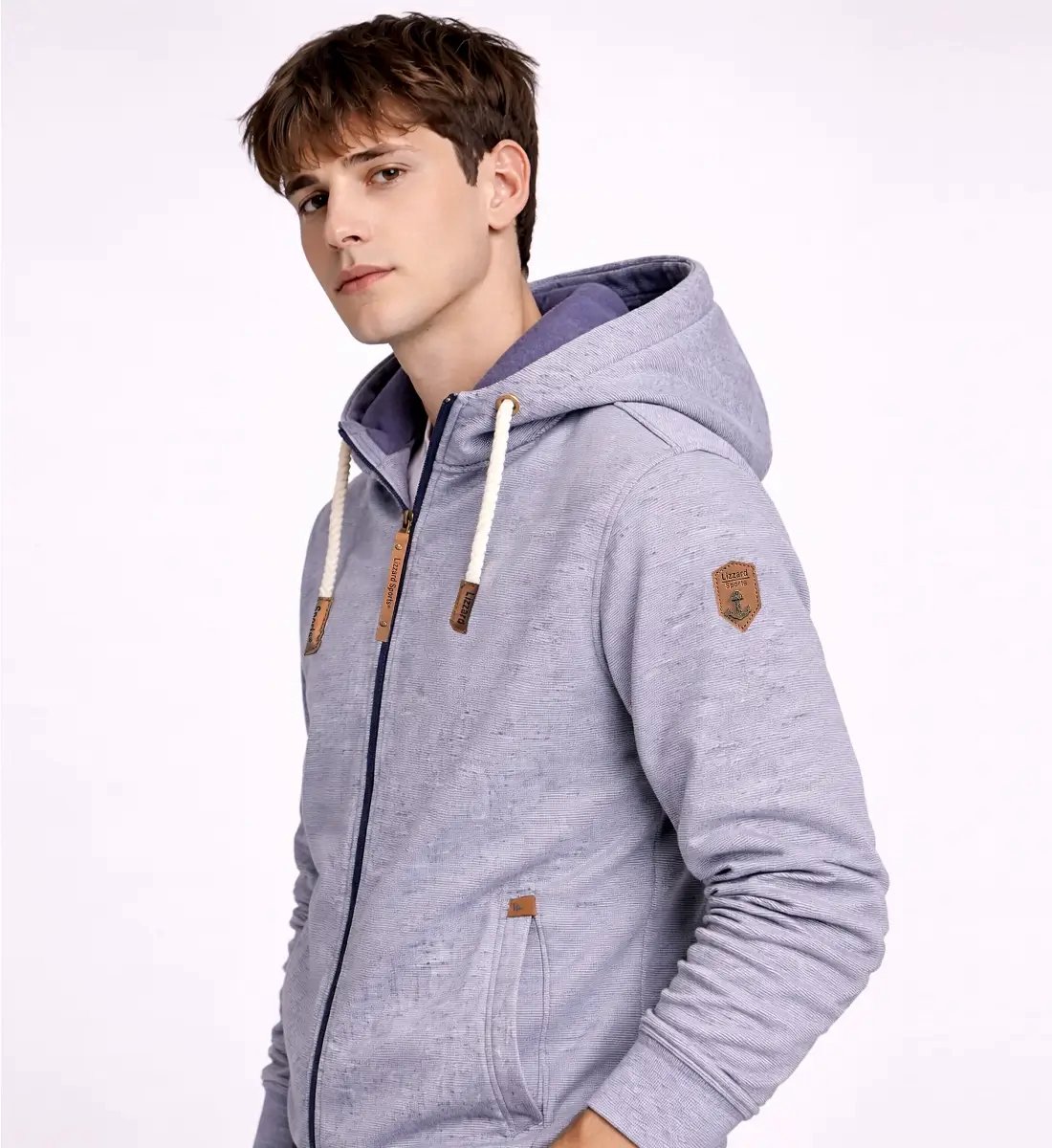 Lizzard Sports Zeus Hoodie Heren Navy Milans - Maat L - Hoodie met Rits en Steekzakken - Sweatvest met Capuchon - Zomer Sweater Heren