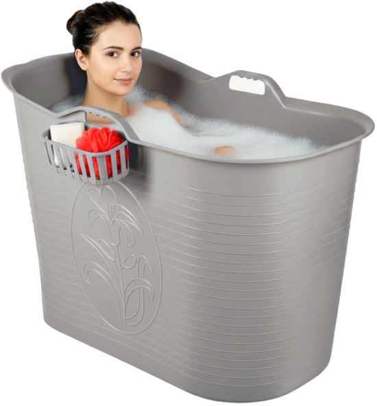 Bath Bucket® - Grijs - 185L - Mobiele Badkuip - Zitbad - Ligbad - IJsbad - Ice Bath - Incl. Slurfje en Kraantje