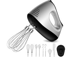 Elektrische handmixer 500 W – 5 toerentallen – turbinefunctie – met 2 mixers – 2 haken – 2 gardes – eierscheider – bakspatel – inclusief standaard