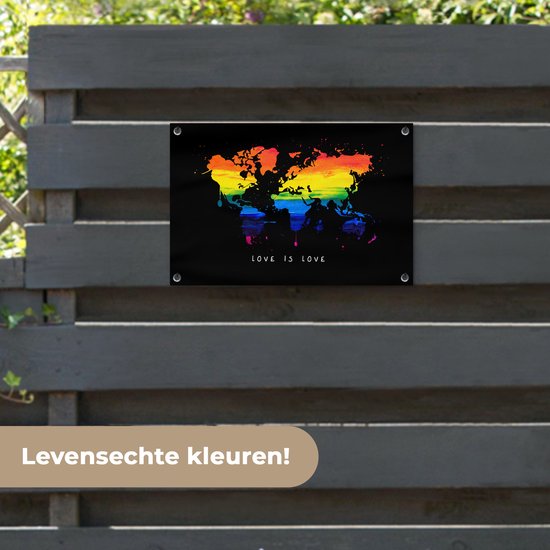 Décoration de jardin Carte du Wereldkaart - Pride - Amour - 60x40 cm - Affiche de jardin