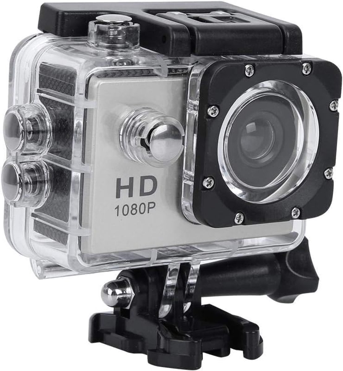 2,0 inch Full HD 1080P waterdichte actiecamera - 30M beeldstabilisatie 16MP sportcamera met bevestigingsaccessoires voor duiken, fietsen, klimmen en zwemmen（grijs）