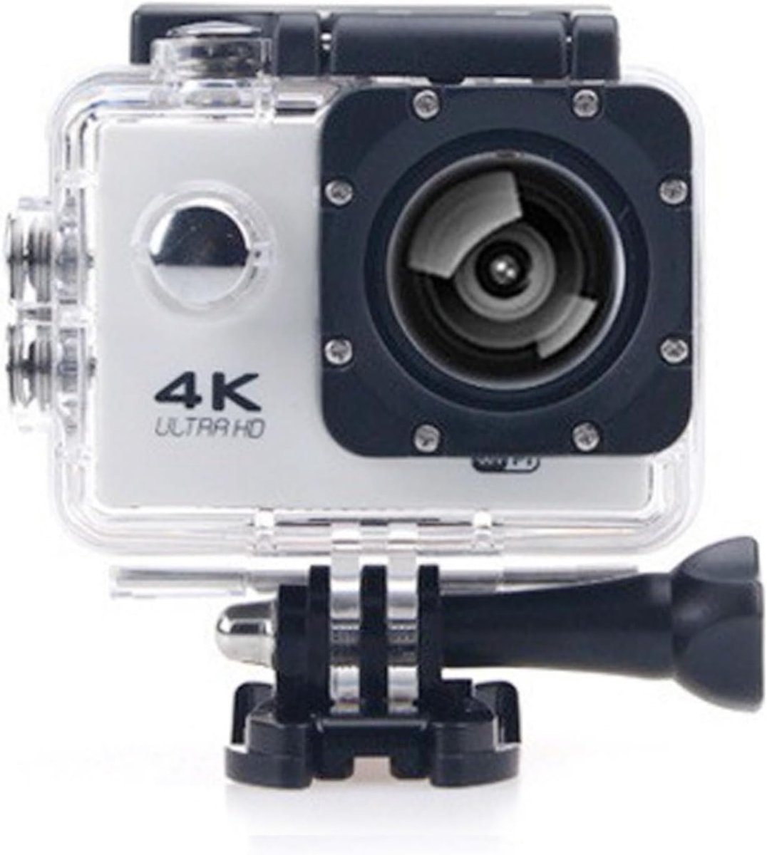 4K actiecamera met wifi, waterdicht, Ultra HD 140° groothoek, beeldstabilisatie, HD-scherm en accessoirekit (wit)