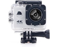 4K actiecamera met wifi, waterdicht, Ultra HD 140° groothoek, beeldstabilisatie, HD-scherm en accessoirekit (wit)
