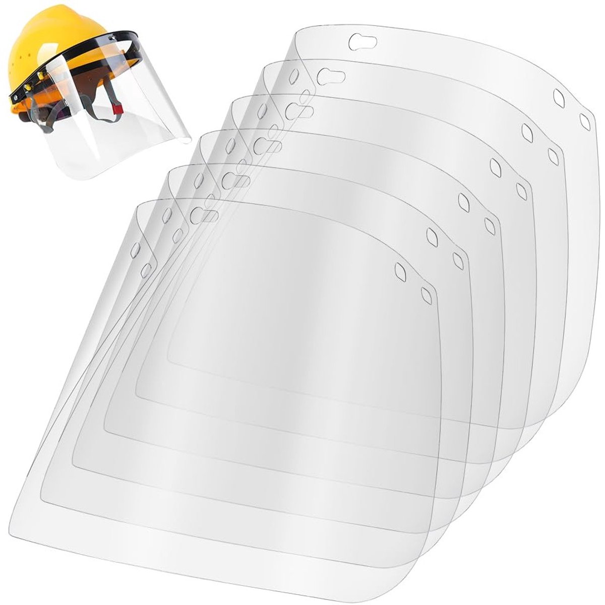Set van 6 Transparante PET Gezichtsbeschermers 39 x 19.8 cm - Dikke Bescherming voor Zorgprofessionals en Veiligheid