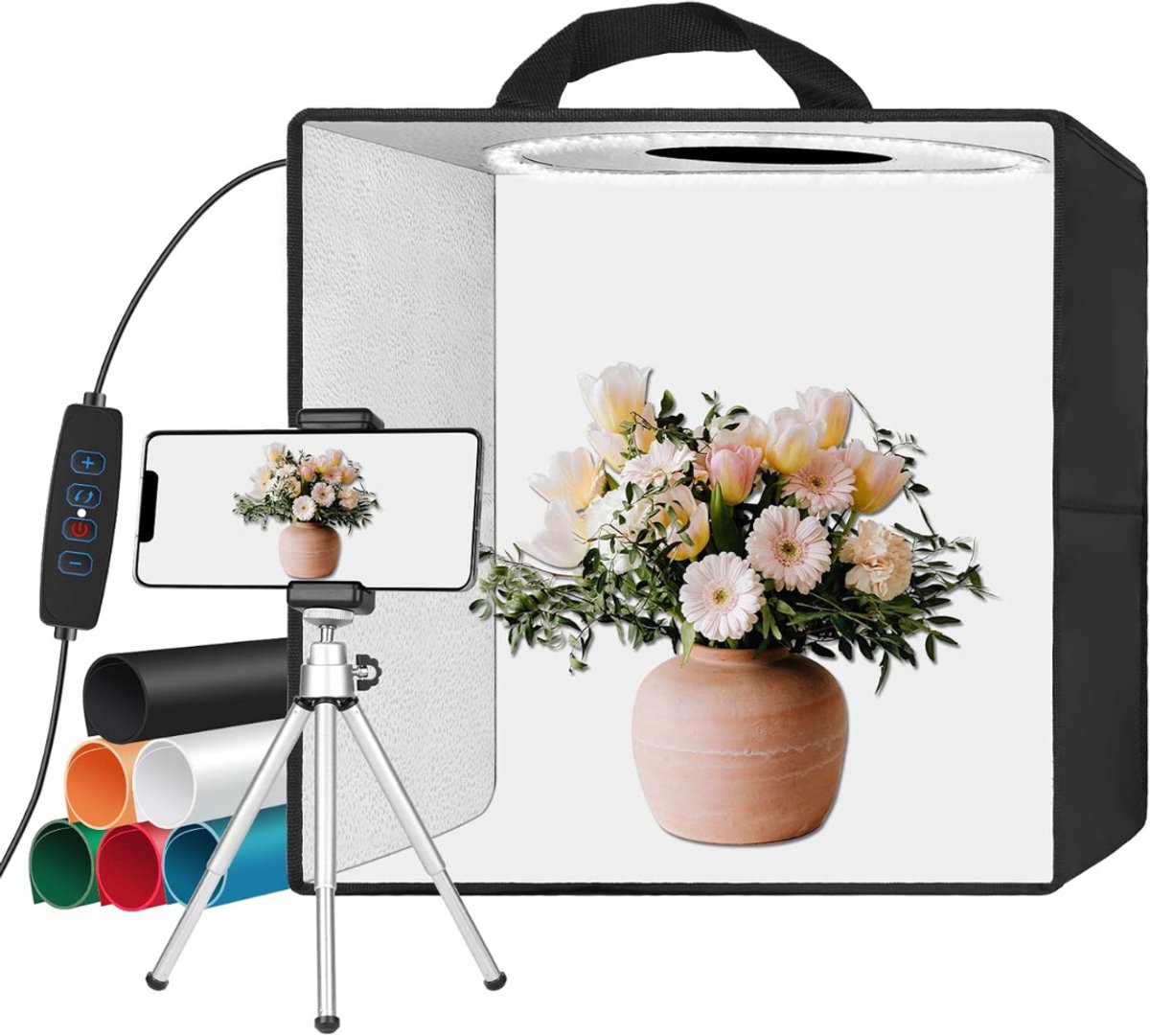 RWB® Fotobox - Fotostudio - Lichtbox - Zwart - 30cm x 30cm x 30cm