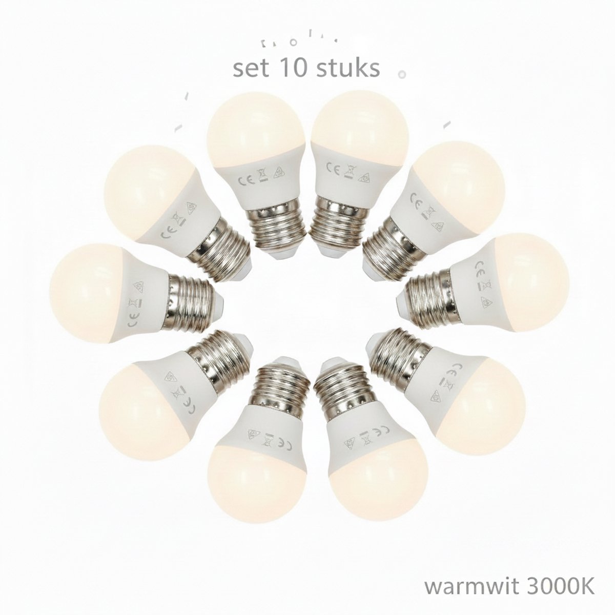 LED Kogellamp E27 10 stuks - Warmwit 3000K - 6W=42W halogeenlicht - 510 lm - 230V