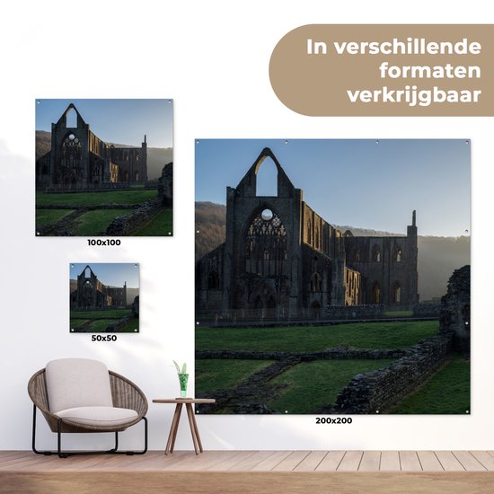 Sunrise at Tintern Abbey in Wales affiche de jardin toile en vrac 50x50 cm - petit - Toile de jardin / Toile d'extérieur / Peintures pour l'extérieur (décoration de jardin)