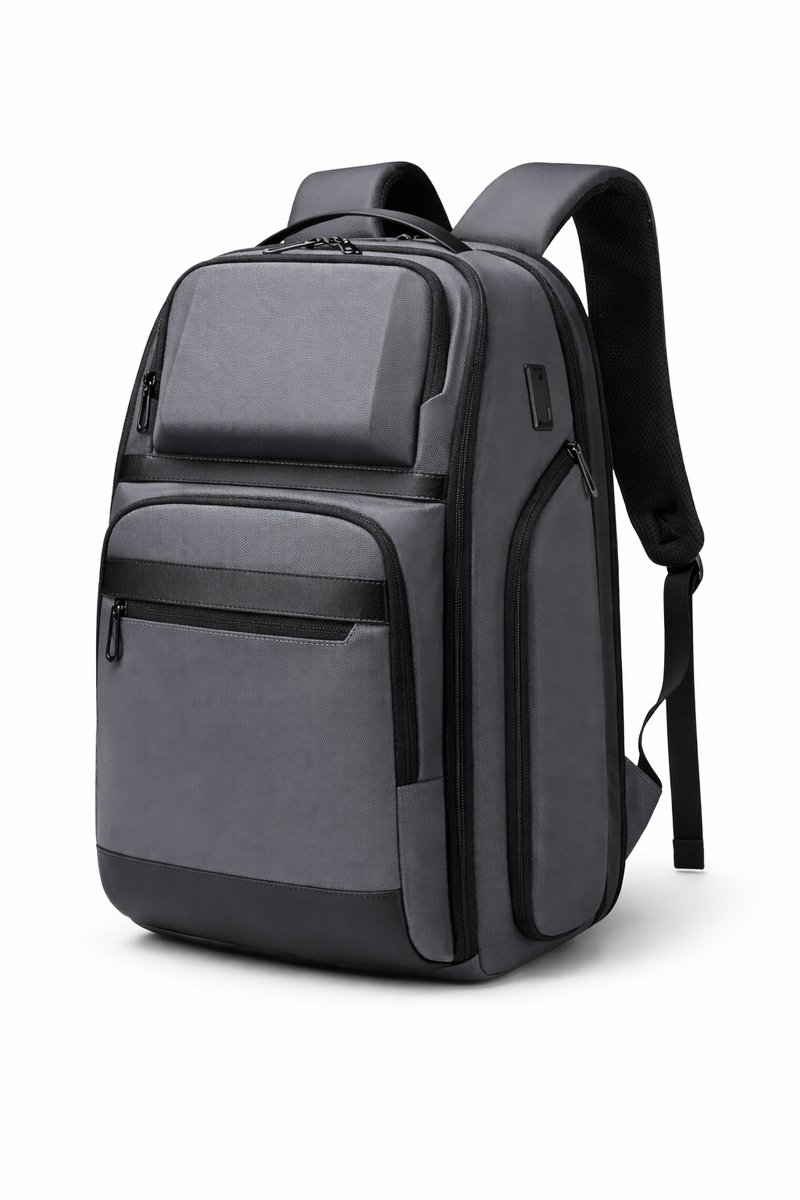 Laptop Rugzak 17.3 inch - 36L-48L Uitbreidbaar - Travel Backpack met USB Poort - Front Loader - Anti-Diefstal - Business - Reizen - Grijs