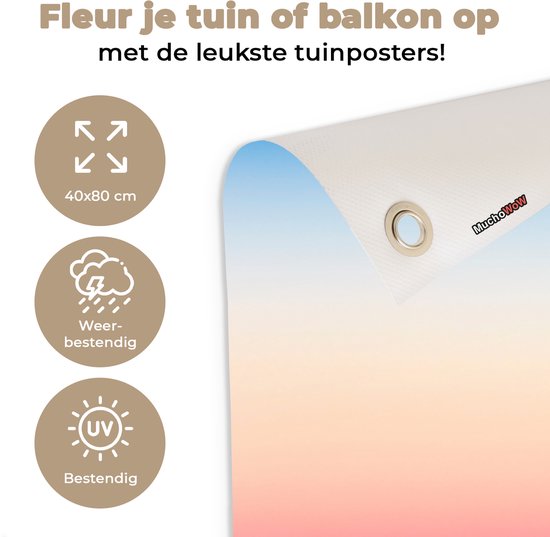 Tuinposter 40x80 cm - Tuindecoratie Regenboog - Zee - Kust - Poster voor in de tuin - Buiten decoratie - Schutting tuinschilderij - Tuindoek muurdecoratie - Wanddecoratie balkondoek