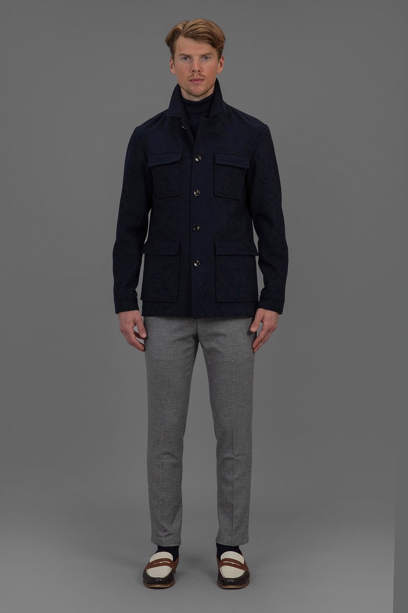 Laurent Vergne - Jas - Blauw - 4-zakken - Maat 54