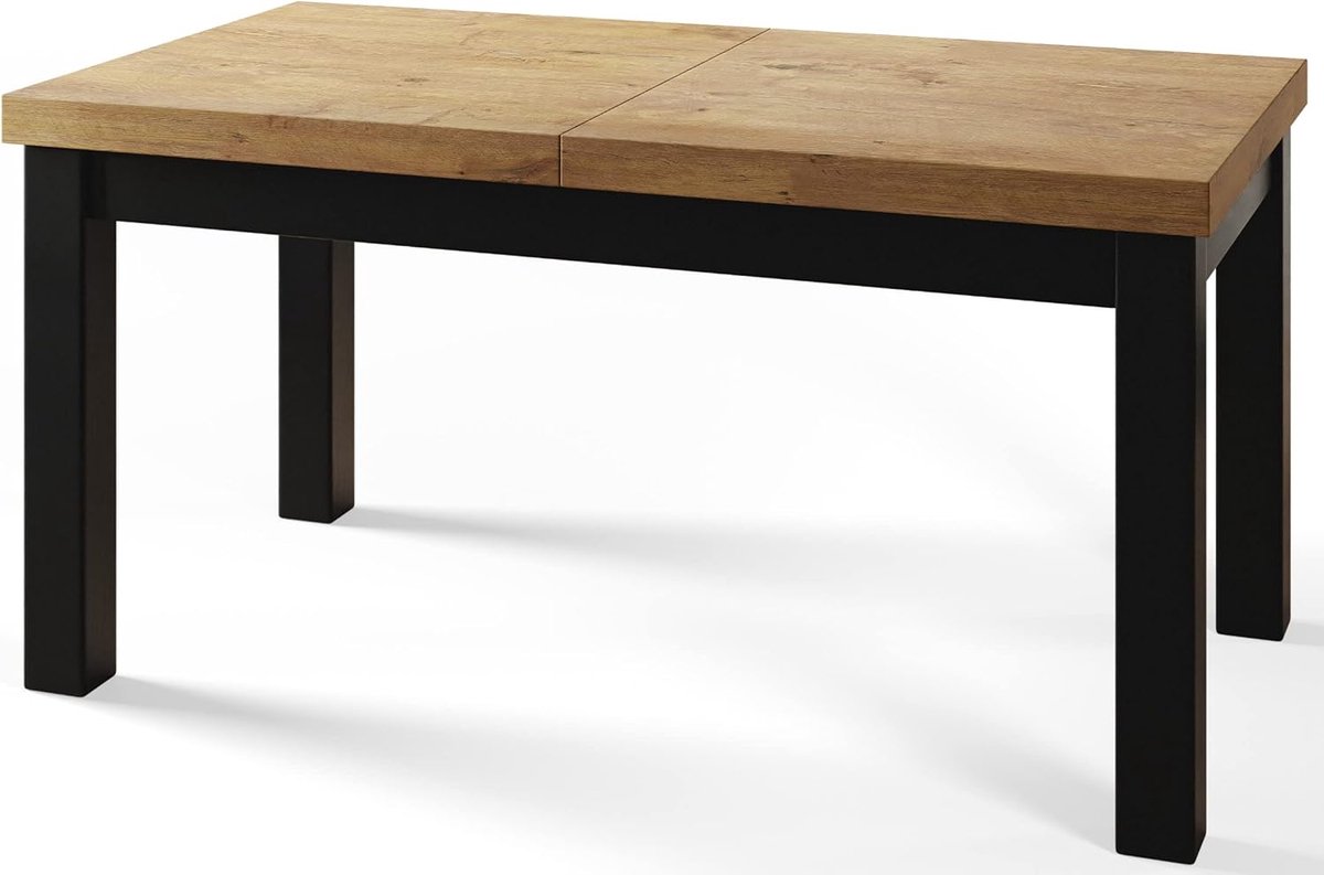 Uitschuifbare Eettafel 170-250 cm x 90 cm – Rechthoekige Tafel met Beukenhouten Poten & Zwart Frame – Scandinavisch Design – 6-10 Personen – Krasbestendig & Stevig – Laura