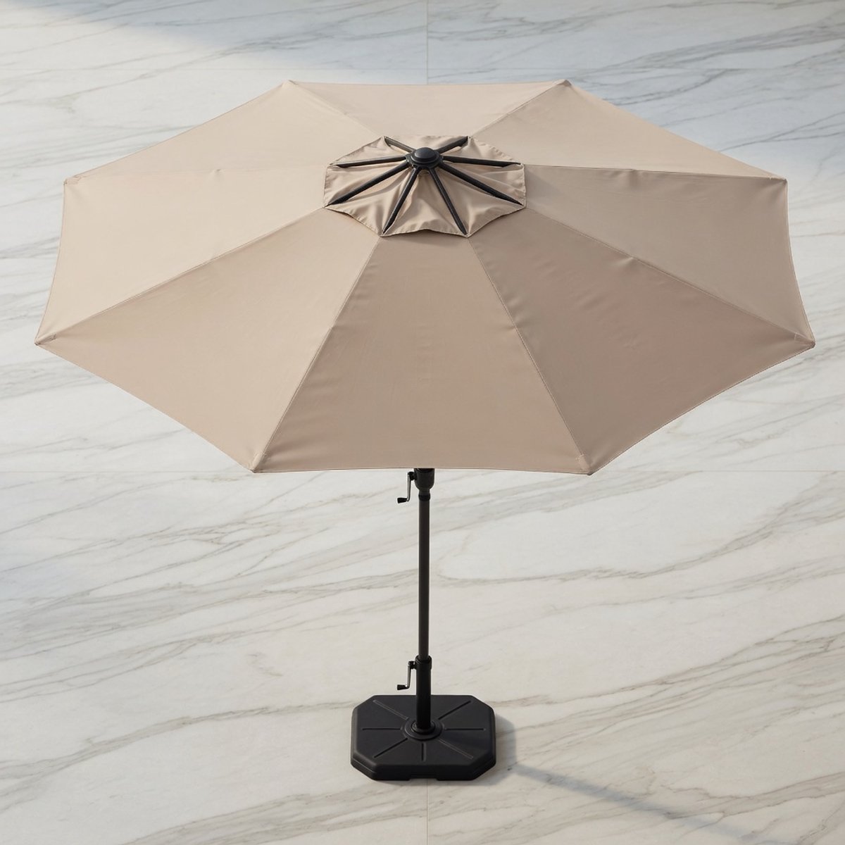 Grote Rechthoekige Dubbele Tuinparasol 200 x 380 cm met Zwengel, UV-bescherming en Windbestendig Design – Mobili Bella