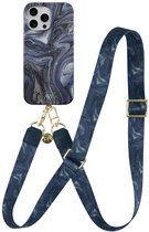 AVY Hoesje Met Telefoonkoord | Geschikt voor Apple iPhone 13 Pro | Compatibel met MagSafe | Hard Shell Back Cover | Stijlvol Bijpassend Koord 130CM | Obscura Blue | Blauw