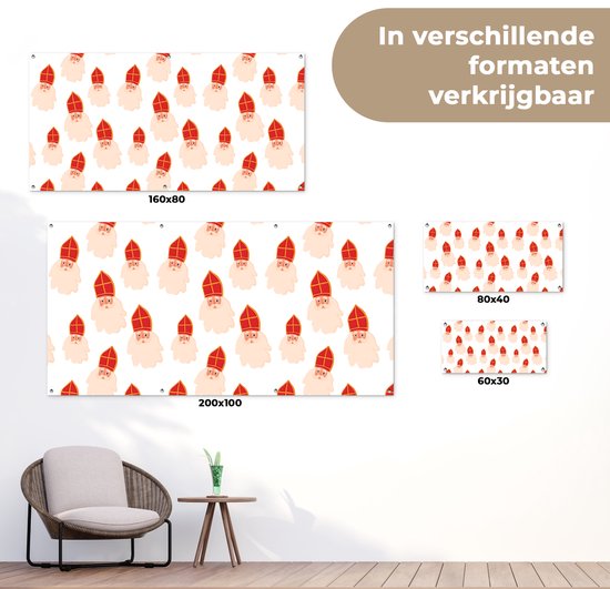 Affiche de clôture Sint - Sinterklaas - Sinterklaas Décoration - Enfants - Garçons - Filles - Enfant - 200x100 cm - Toile de jardin