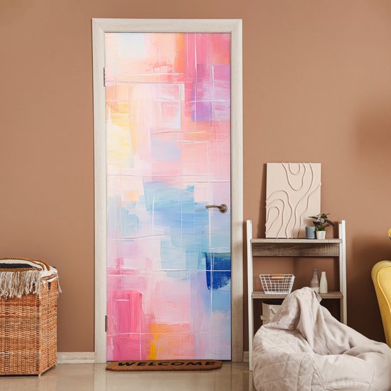 Poster porte 90x235 cm - Sticker porte Aquarelle - Pastel - Abstrait - Art - Film meuble autocollant - Film porte salon - Papier peint fotobehang intérieur - Film adhésif porte - Stickers porte - Sticker papier peint porte - Décoration chambre