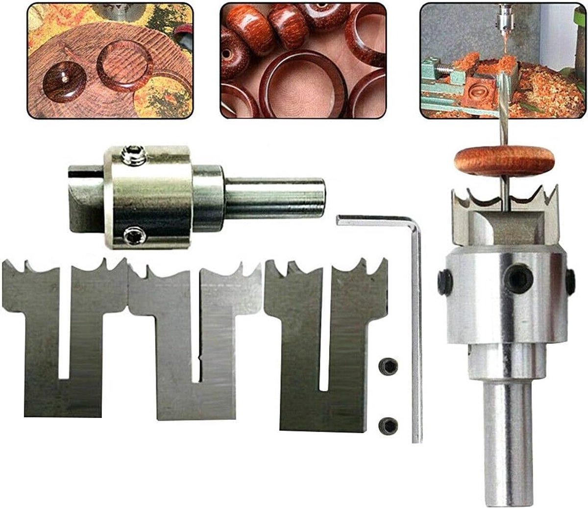 Set voor het Maken van Houten Ringen met Stalen Boor en Houten Kralen - DIY Gereedschap voor Persoonlijke Sieraden en Creatief Handwerk