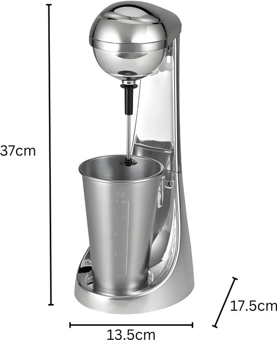 Aurixi® Milkshake Machine - Milkshake Maker 8 in 1 - Milkshake Beker 650ML - 230V - Mixed Super Goed - Makkelijk voor Thuis - 65W - Zilver - 18cm x 14cm x 37cm van Merkloos — afbeelding 5