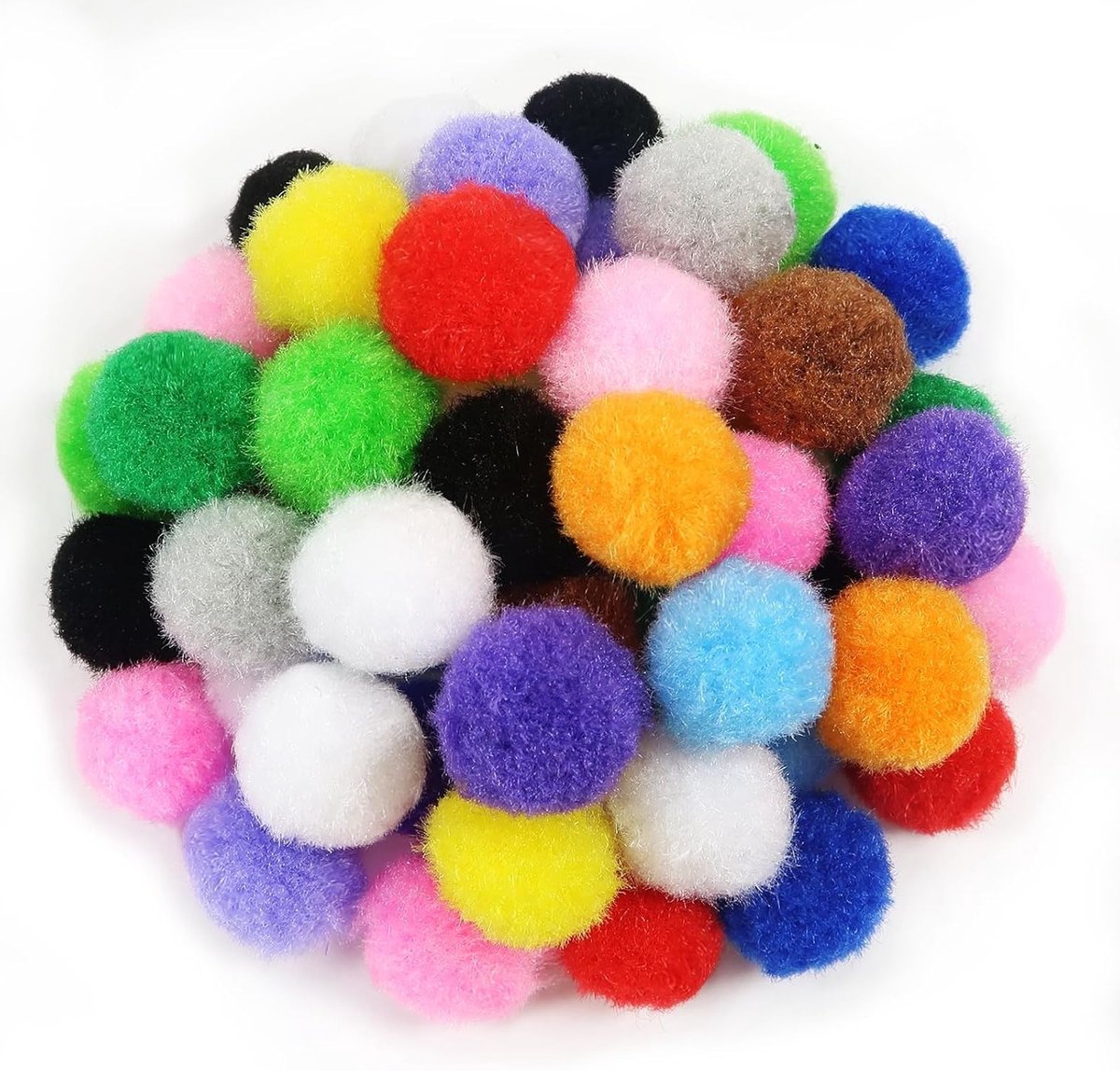 50 Stuks 20mm Fluffy Pompoms in Diverse Kleuren voor Creatieve DIY Knutselprojecten en Decoraties
