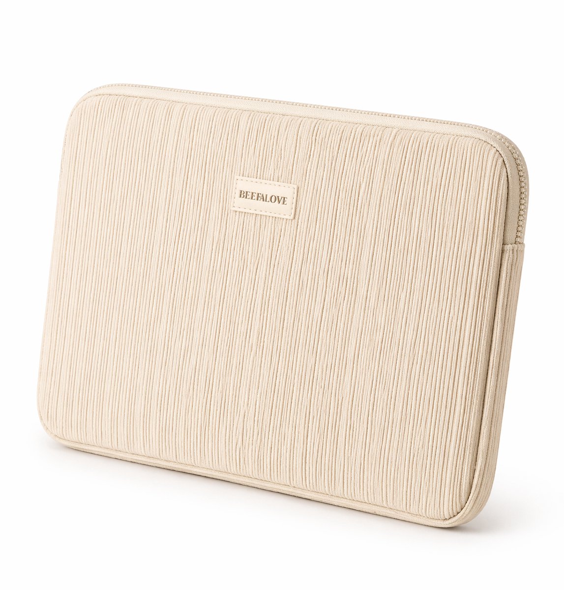 Laptophoes 14 inch – Beige – Waterafstotend – Ribbeltextuur – Modern & stijlvol