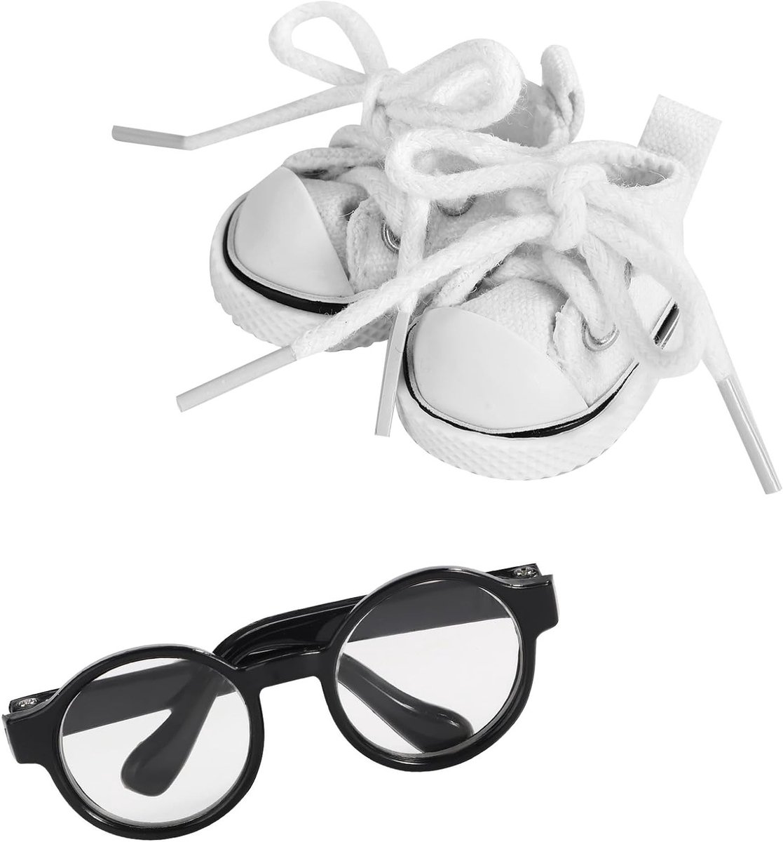 Schattige Kawaii Mini Schoenen met Stijlvolle Zwarte Zonnebril - Accessoireset voor Poppen, Perfect voor Verkleden en Tentoonstellingen