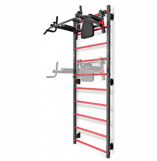 Foto: Marbo sport gymnastiekrek wall bar mh u204 230 x 81 cm metalen wandrek voor fitness en revalidatie thuisgym en home gym rood zwart