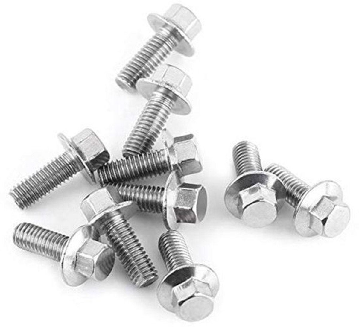 M6 RVS SS304 Hexagon Hoofdschroeven - 10 stuks - Met Flens - Lengtes 16/20/25/30/35mm