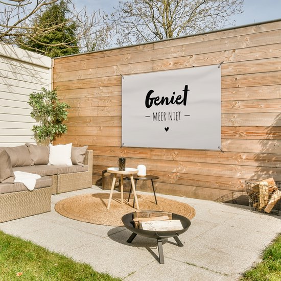 Affiche de jardin - Dictons - Enjoy - Citations - Beige - Enjoy no more - Texte - 120x80 cm - Décoration de Jardin - Toile de jardin