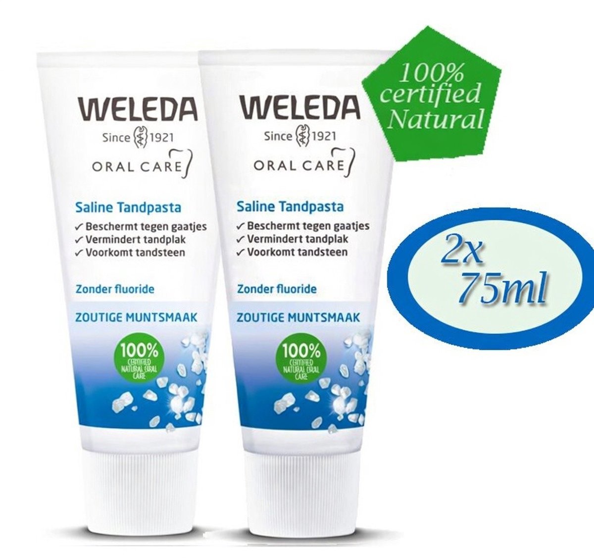 2 x WELEDA - Tandpasta Saline - 75ml - Tandpasta - Natuurlijke Tandpasta - Zeezout Tandpasta - Mondgezondheid - Tandplak
