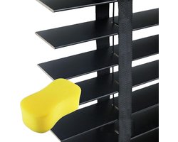 Massief Houten Jaloezieën - Horizontale Raambekleding - Zonwering Regelen - Natuurlijk Hout - 140 x 130 cm - Zwart