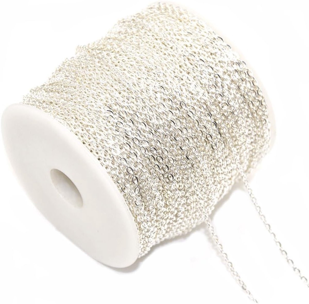 Zilveren Kettinketting van 10 meter, 2 x 3 mm, Ideaal voor Sieraden Maken, DIY Projecten en Handwerk