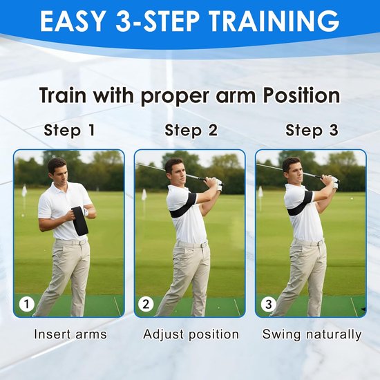 Golfswing Trainingshulpset - Golftrainingshulp Houding - Golftechniek Verbeteren - Verstelbare Armhouding Riem - 2 Stuks - Zwart Wit — afbeelding 4