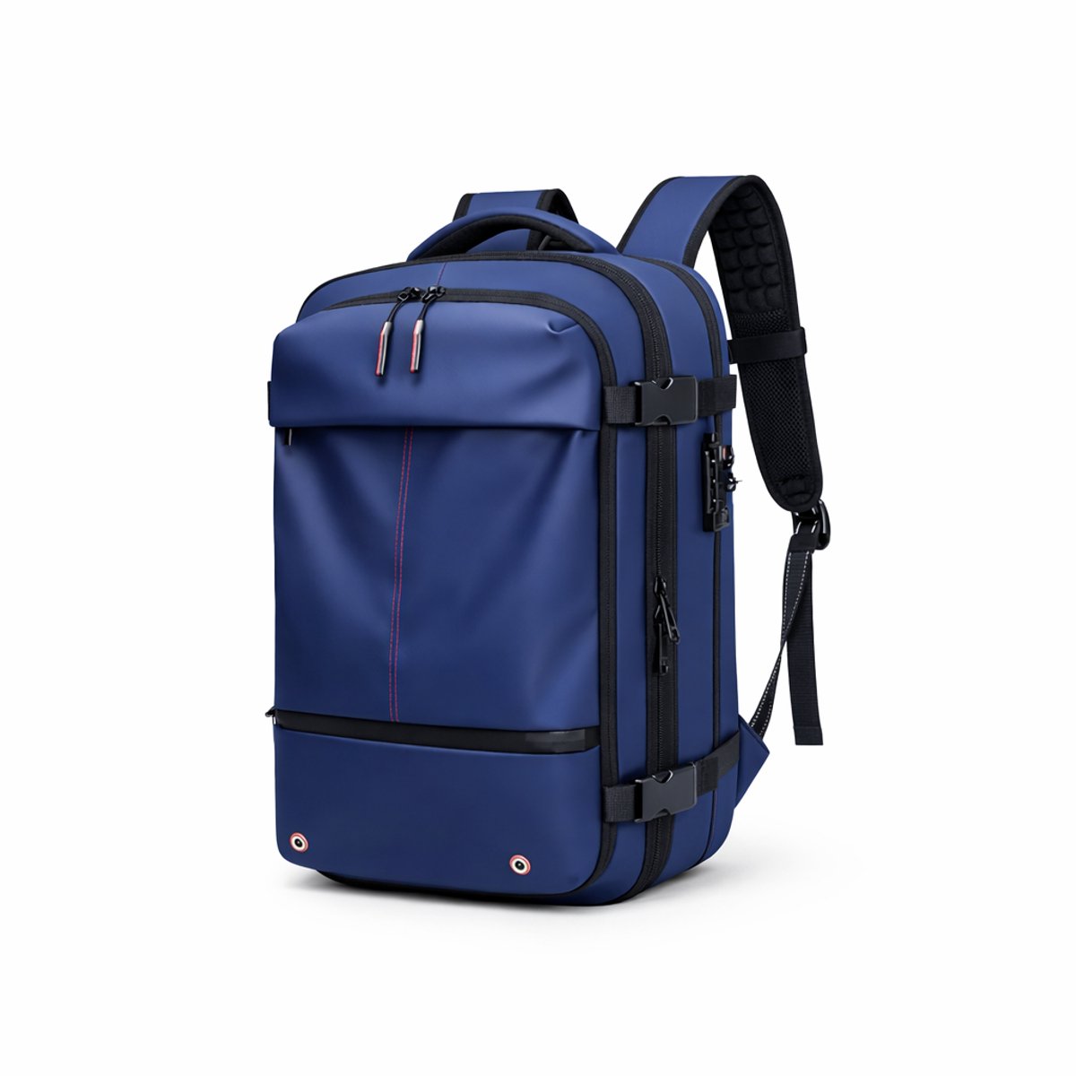 Vacuum Backpack 36-60L - Uitbreidbare Reisrugzak met Compressiesysteem - TSA Slot - 17 Inch Laptopvak - Blauw
