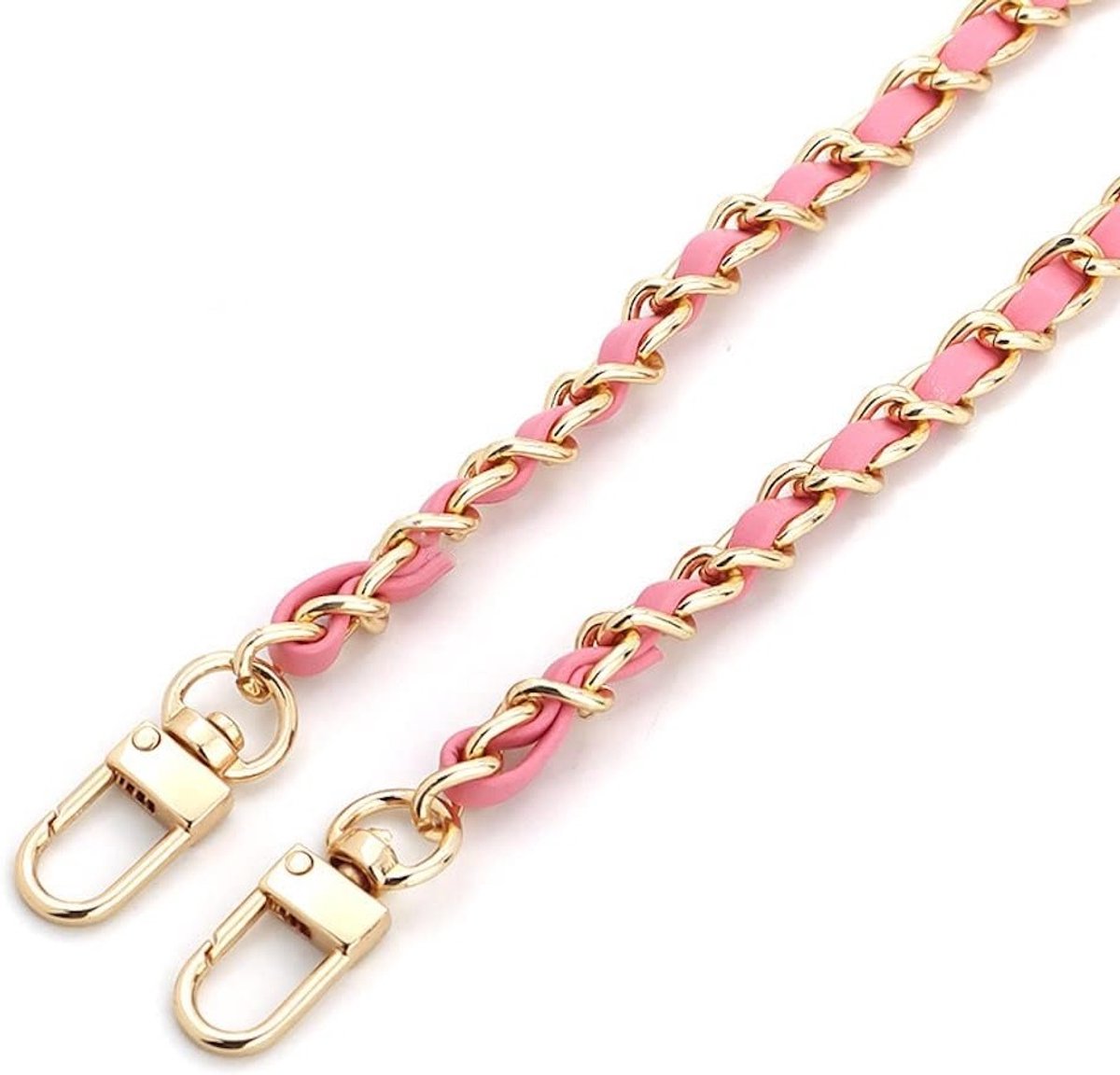 Elegante 120 cm Schoudertas met Pocket Chain en Metalen Schouderband - Vervangende Accessoires voor Handtassen, Schoudertassen en Handtassen in Lichtgoud (Roze)
