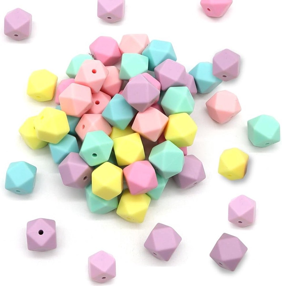 Kleurrijke 14mm Silicone Kralen - 48 Stuks voor DIY Sieraden, Armbanden en Decoratie