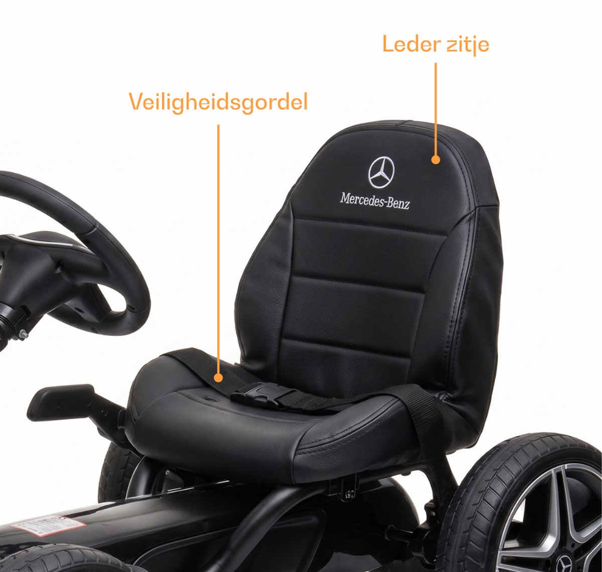 Mercedes Skelter 3 tot 7 jaar – Officieel Gelicentieerde Go Kart met Lederen Zitje & Claxon – Kindervoertuig met Verstelbaar Zadel, EVA-Wielen & Handrem – Zwart — afbeelding 8